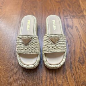 Prada Crochet Platform Sandals